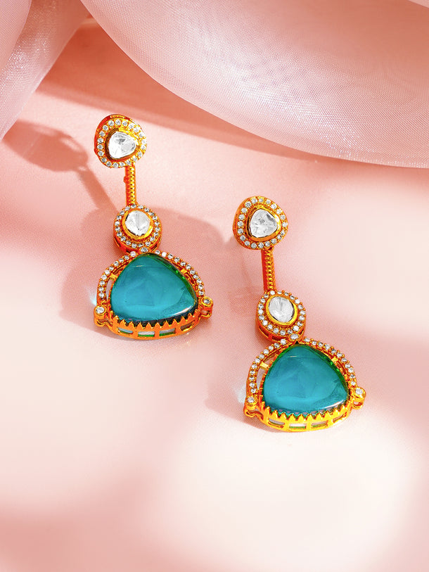 Kundan Teal Drop Luxe Necklace Set