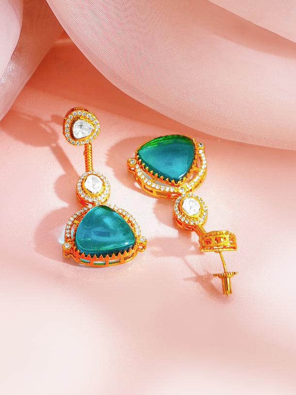 Kundan Teal Drop Luxe Necklace Set