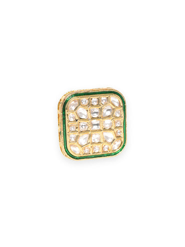 Sculpted Kundan Glow Ring