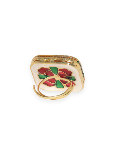 Sculpted Kundan Glow Ring