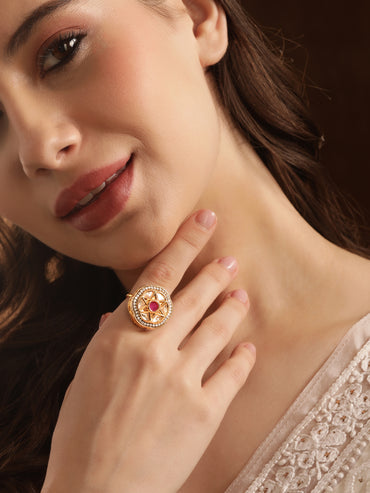 Kundan & American Diamond Zirconia Traditional Ring