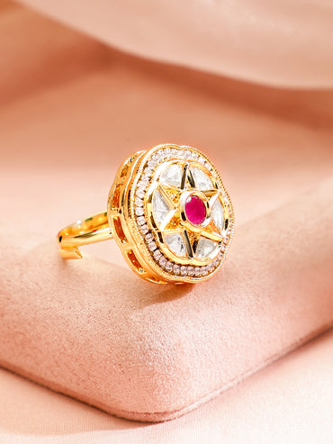 Kundan & American Diamond Zirconia Traditional Ring