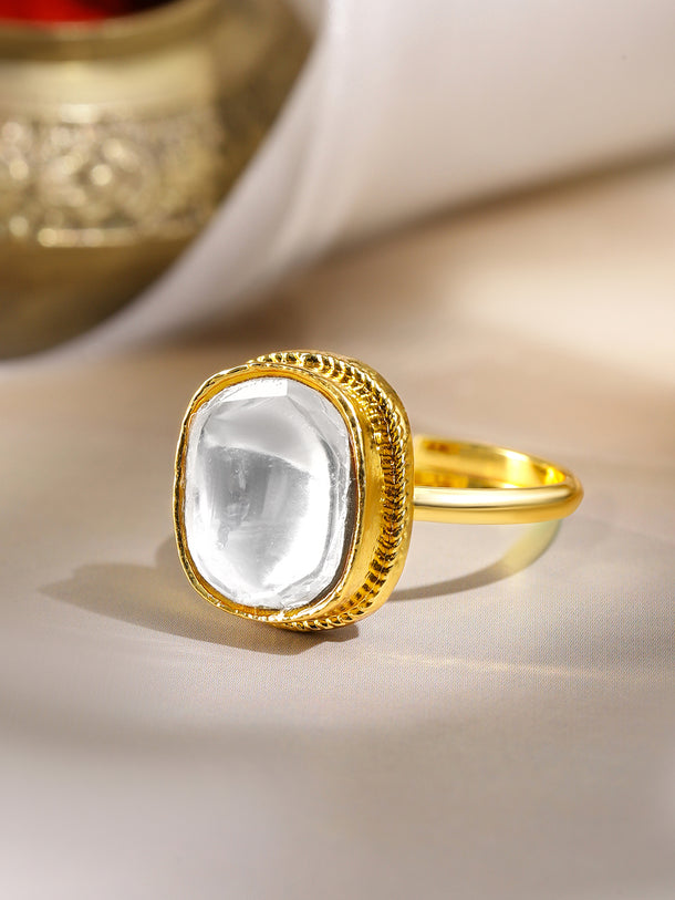 Gleaming Geometry Kundan Ring