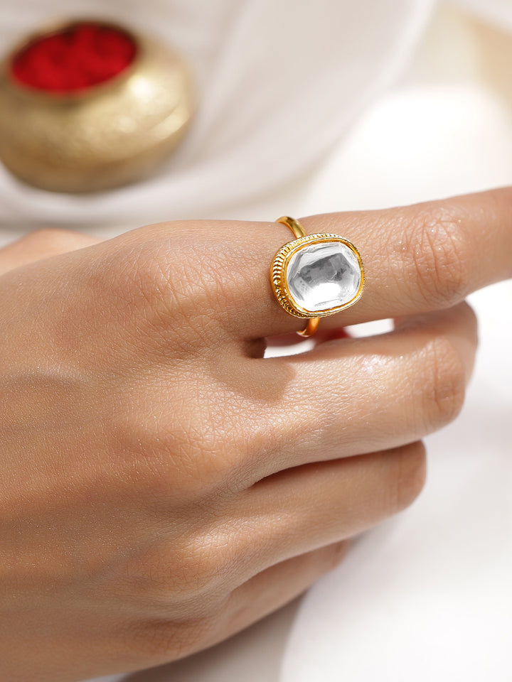 Gleaming Geometry Kundan Ring