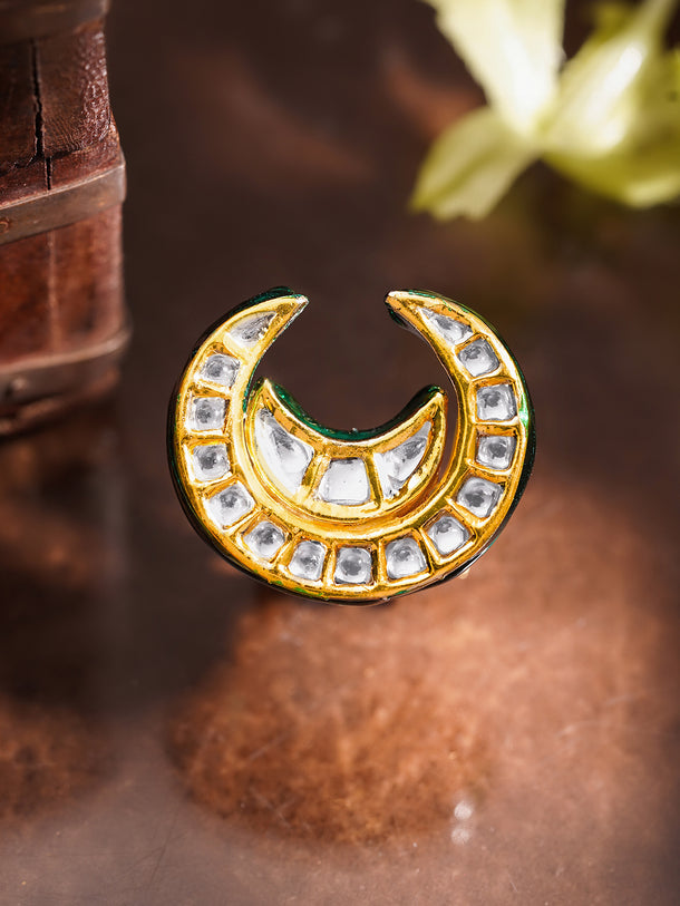 Regal Crescent Kundan Statement Ring