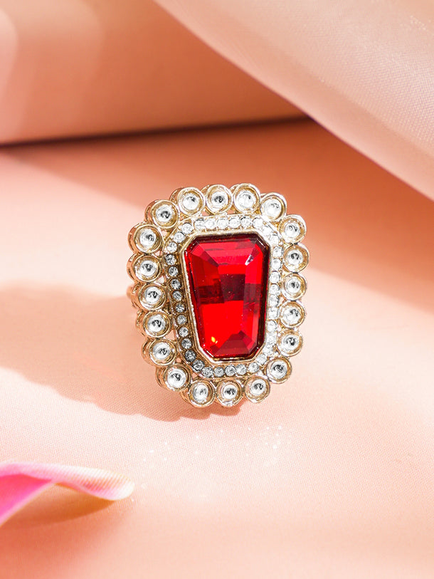 Royal Red Glow Statement Ring
