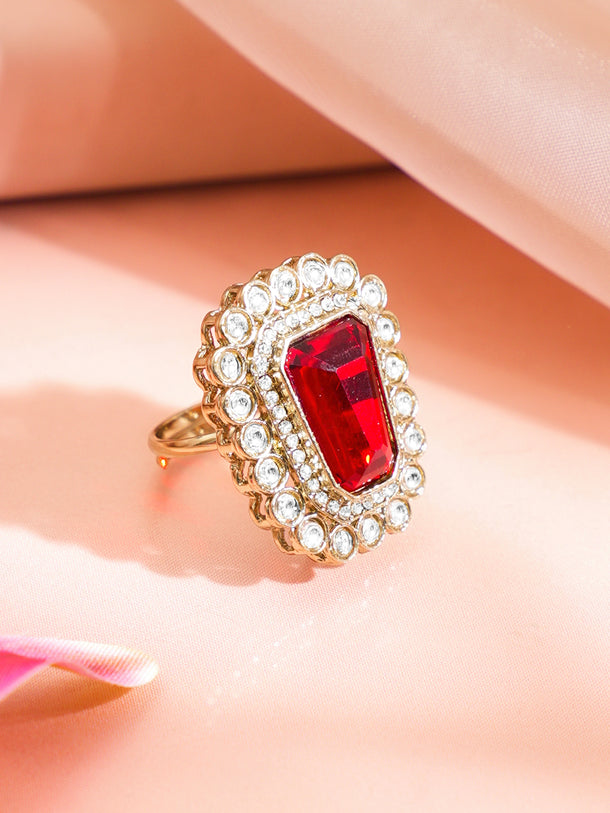 Royal Red Glow Statement Ring