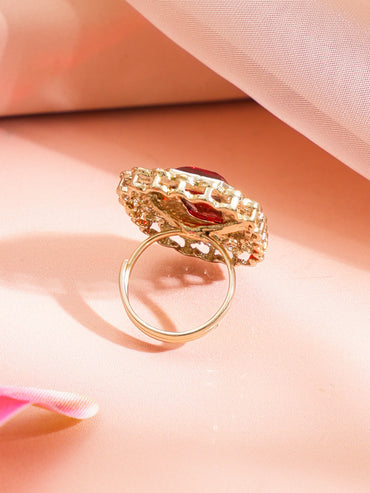 Royal Red Glow Statement Ring