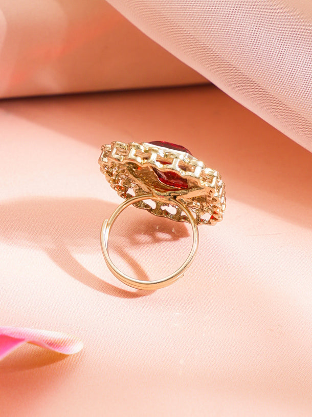 Royal Red Glow Statement Ring