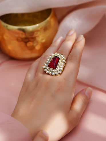Royal Red Glow Statement Ring