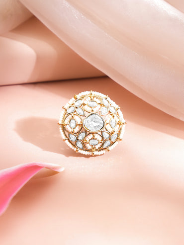 Wedding Glow Kundan Pearl Statement Ring