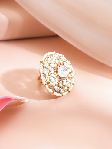Wedding Glow Kundan Pearl Statement Ring