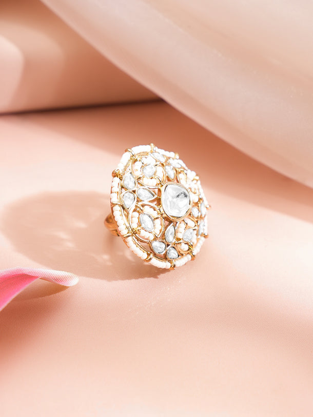 Wedding Glow Kundan Pearl Statement Ring