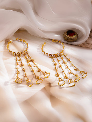 Pearl Tassel Haathphool Hand Harness Set