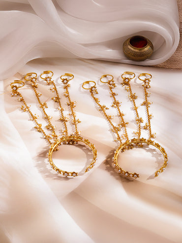Pearl Tassel Haathphool Hand Harness Set