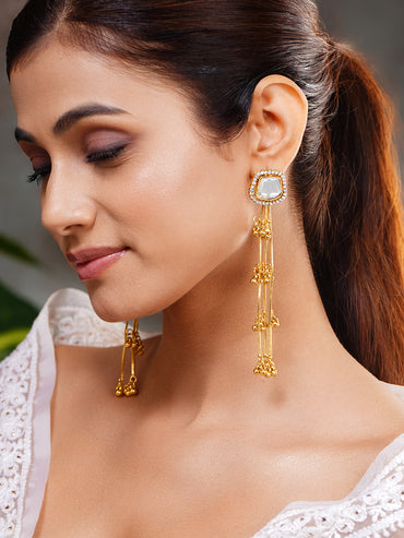 Gold Tassel Chain Drop Dangler Earrings