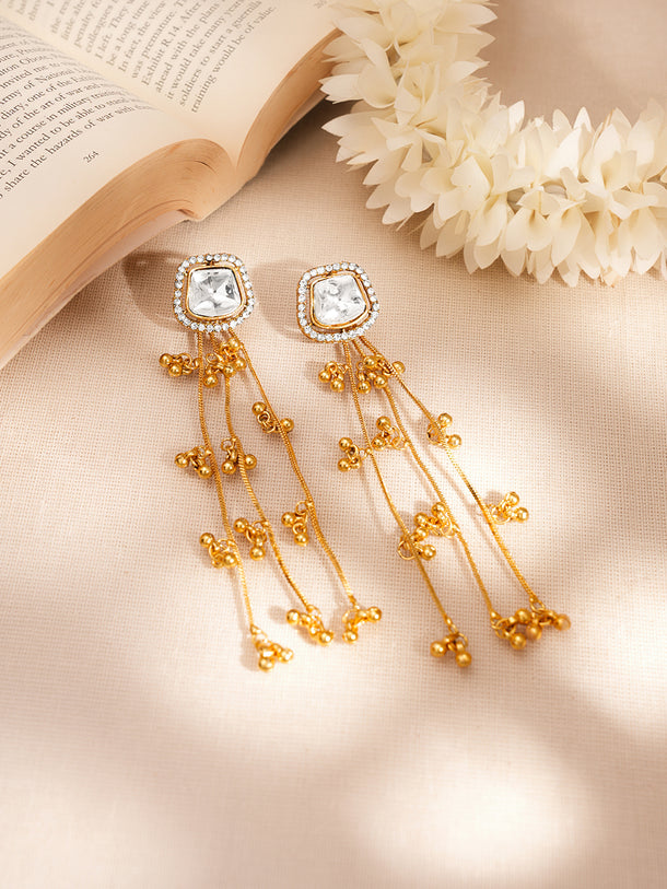 Gold Tassel Chain Drop Dangler Earrings
