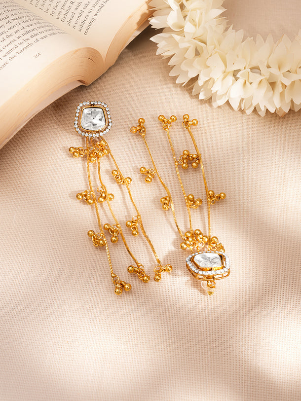 Gold Tassel Chain Drop Dangler Earrings