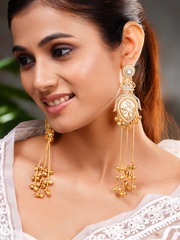 Gold Tone Ghungroo Tassel Dangler Earrings