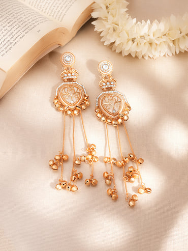 Gold Tone Ghungroo Tassel Dangler Earrings
