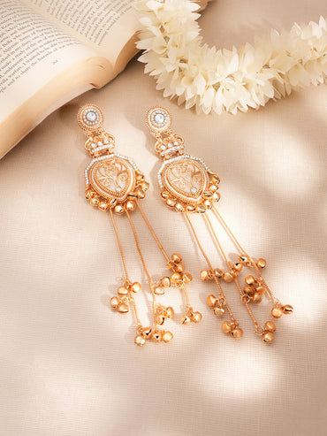 Gold Tone Ghungroo Tassel Dangler Earrings