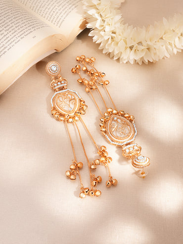 Gold Tone Ghungroo Tassel Dangler Earrings