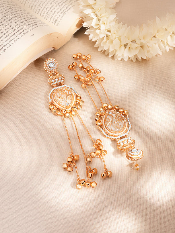 Gold Tone Ghungroo Tassel Dangler Earrings