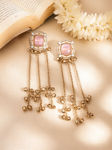 Pink Gemstone Multi-Chain Tassel Dangler