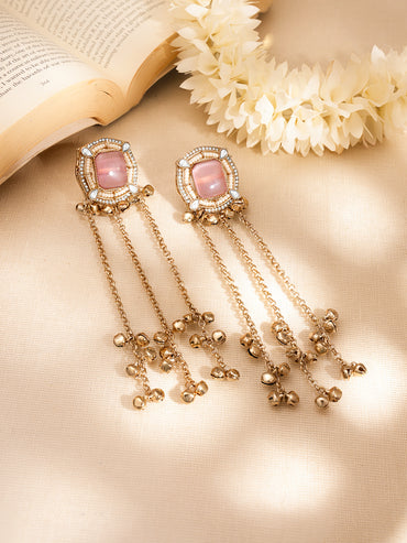 Pink Gemstone Multi-Chain Tassel Dangler