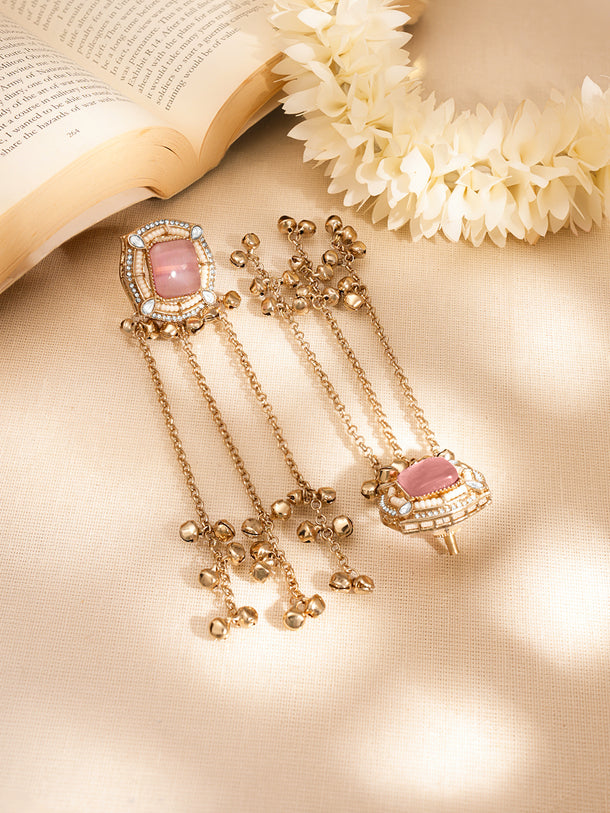 Pink Gemstone Multi-Chain Tassel Dangler