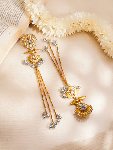 Gold-Plated Kundan Ghungroo Kashmiri Dangler Earrings
