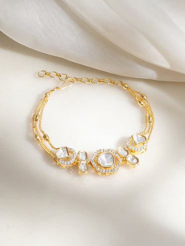 Golden Whisper Kundan Charm Bracelet