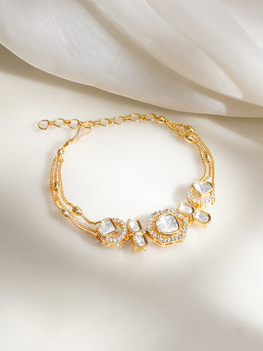 Golden Whisper Kundan Charm Bracelet