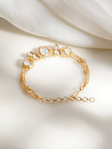 Golden Whisper Kundan Charm Bracelet