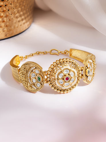 Gold Kundan Medallion Festive Bracelet