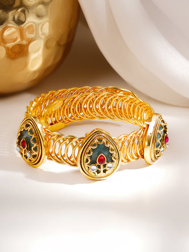 Gold Plated Emerald Studded Bracelet