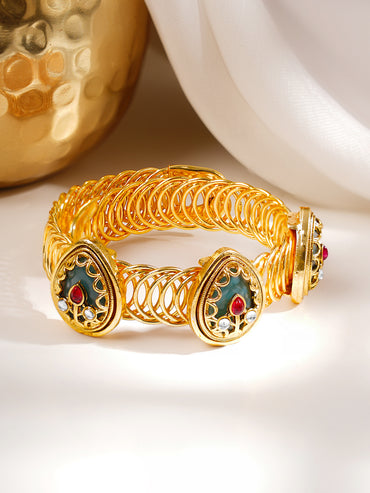 Gold Plated Emerald Studded Bracelet