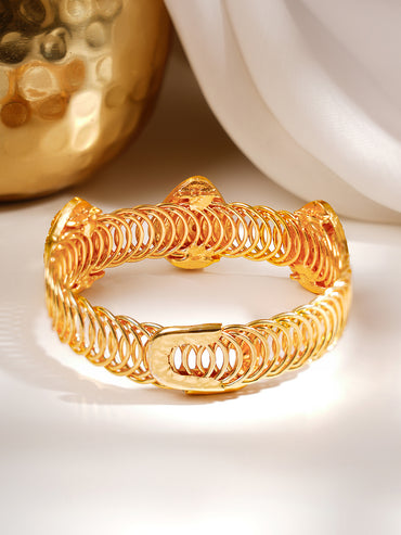 Gold Plated Kundan Ruby Red Bracelet