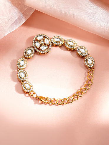 Gold Plated Circular Motif Kundan Bracelet