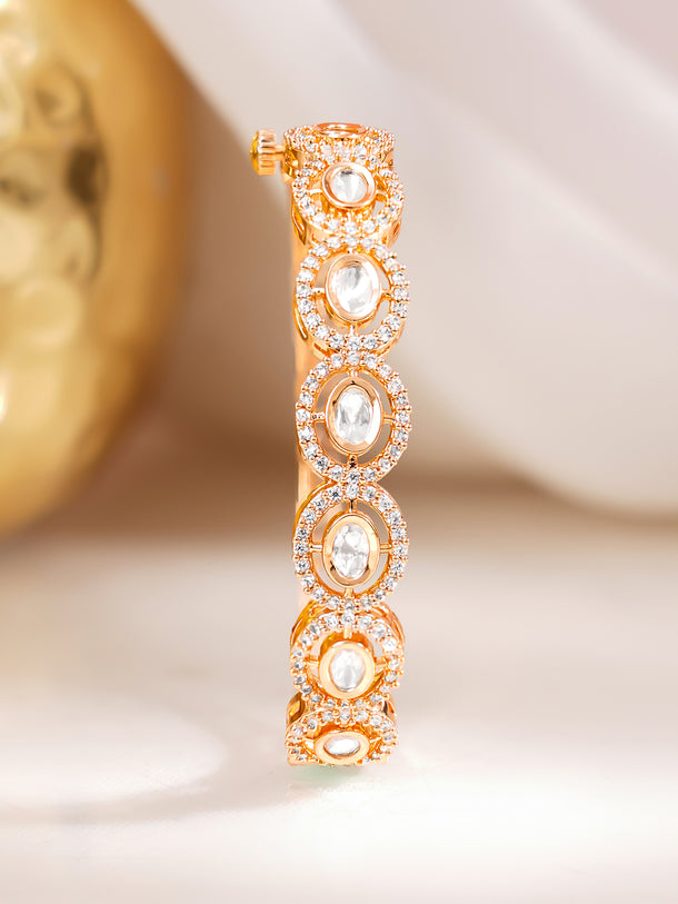 Gold-Plated White Kundan & Crystal Bracelet