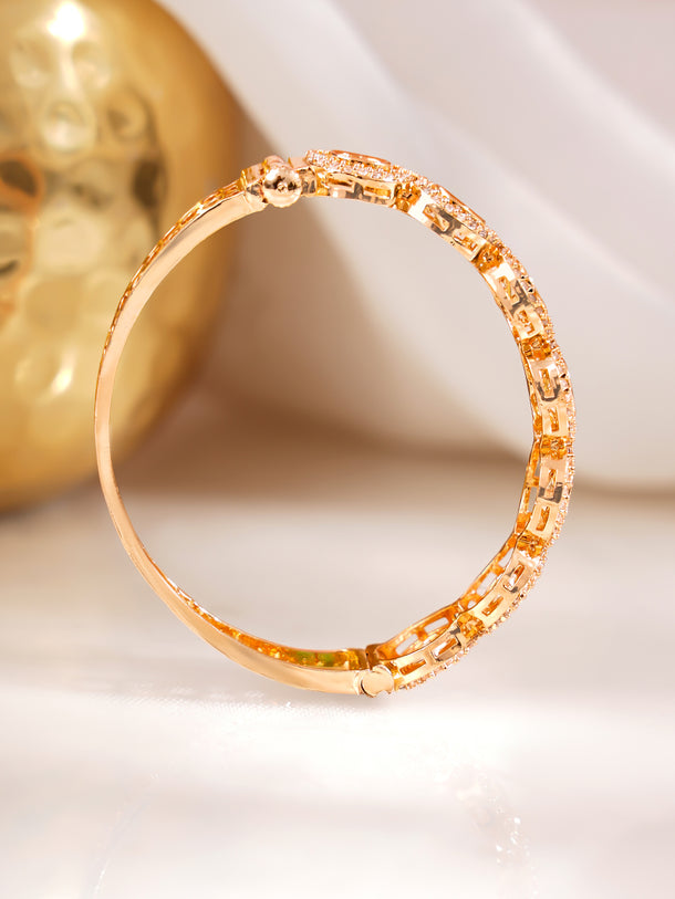 Gold-Plated White Kundan & Crystal Bracelet