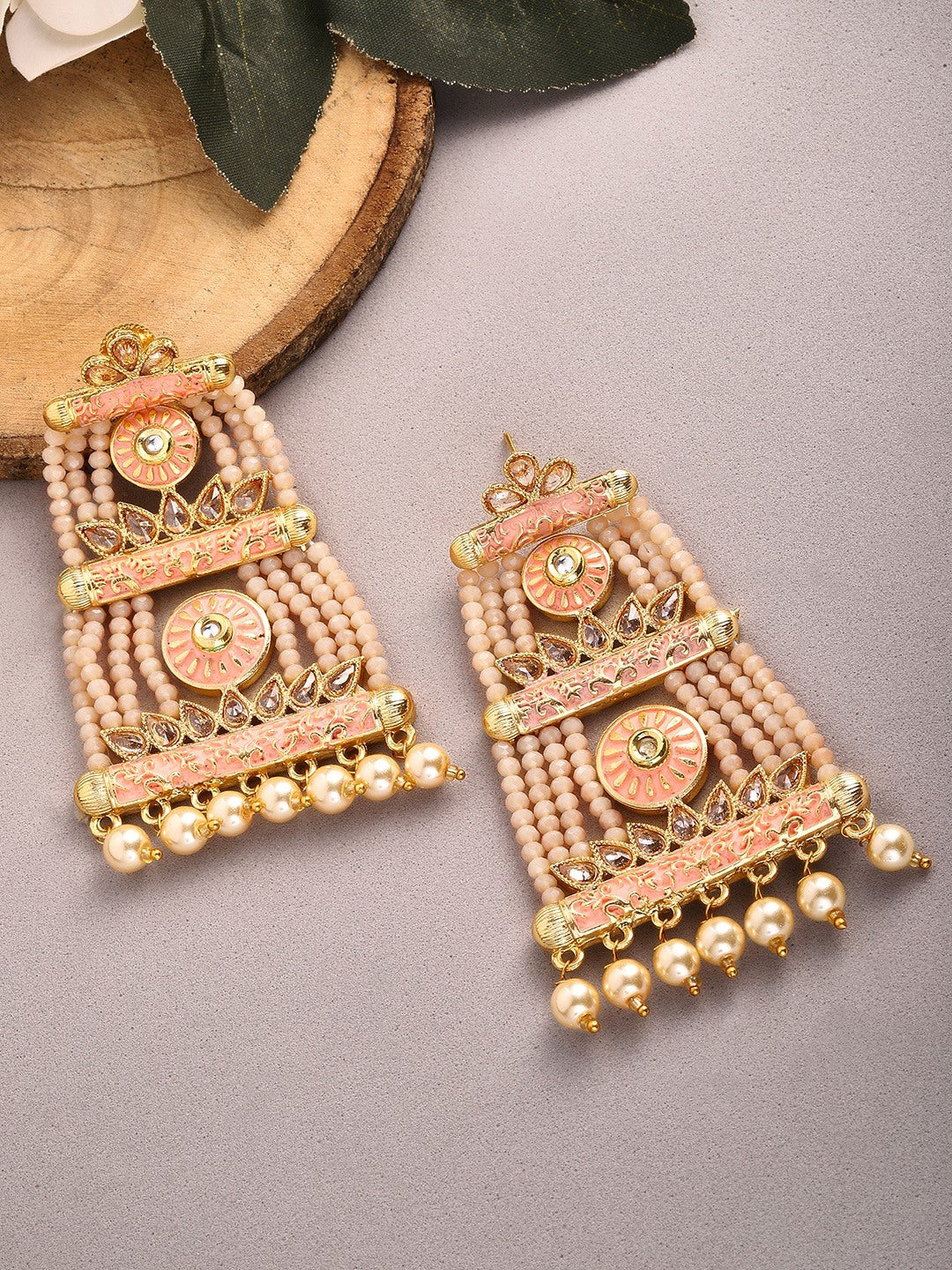 Rubans 24K Gold Plated Handcrafted Pastel Color Drop Earrings