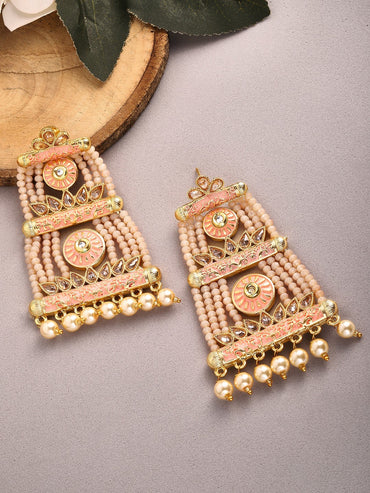 Rubans 24K Gold Plated Handcrafted Pastel Color Drop Earrings