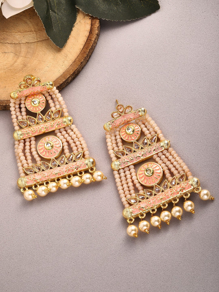 Rubans 24K Gold Plated Handcrafted Pastel Color Drop Earrings