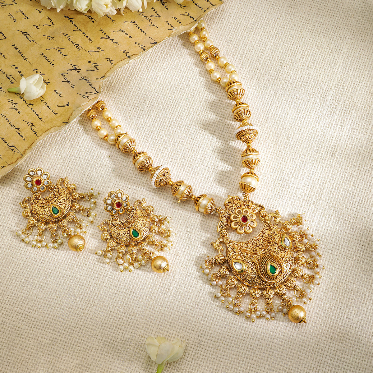 Rubans Gold Plated Hand Crafted   Statement Necklace Set