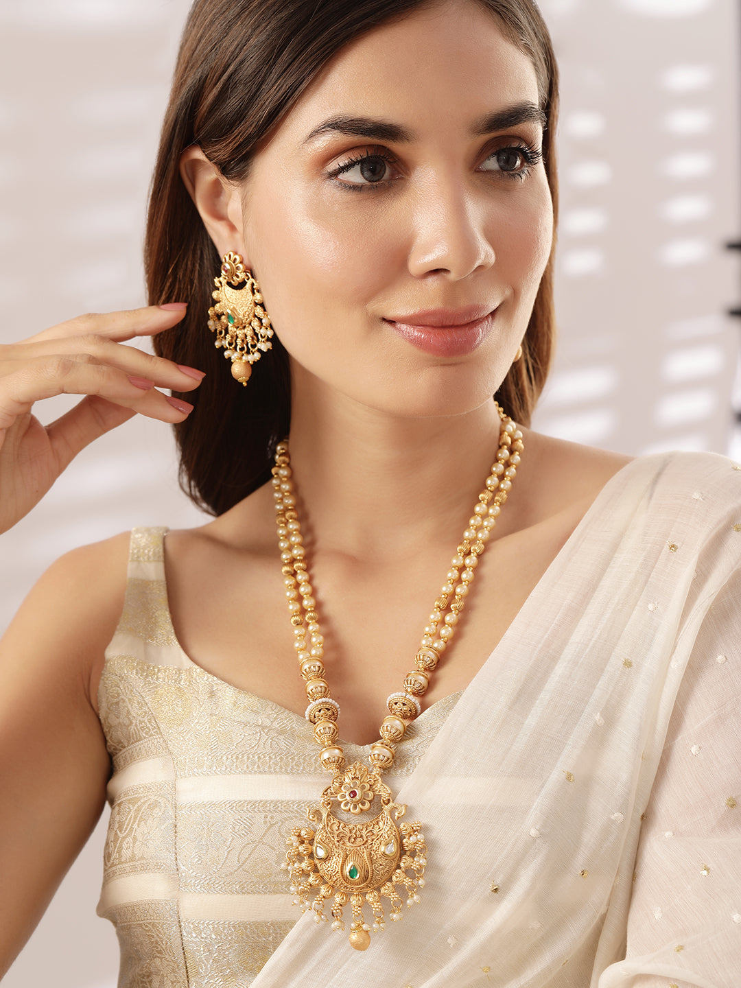 Rubans Gold Plated Hand Crafted   Statement Necklace Set