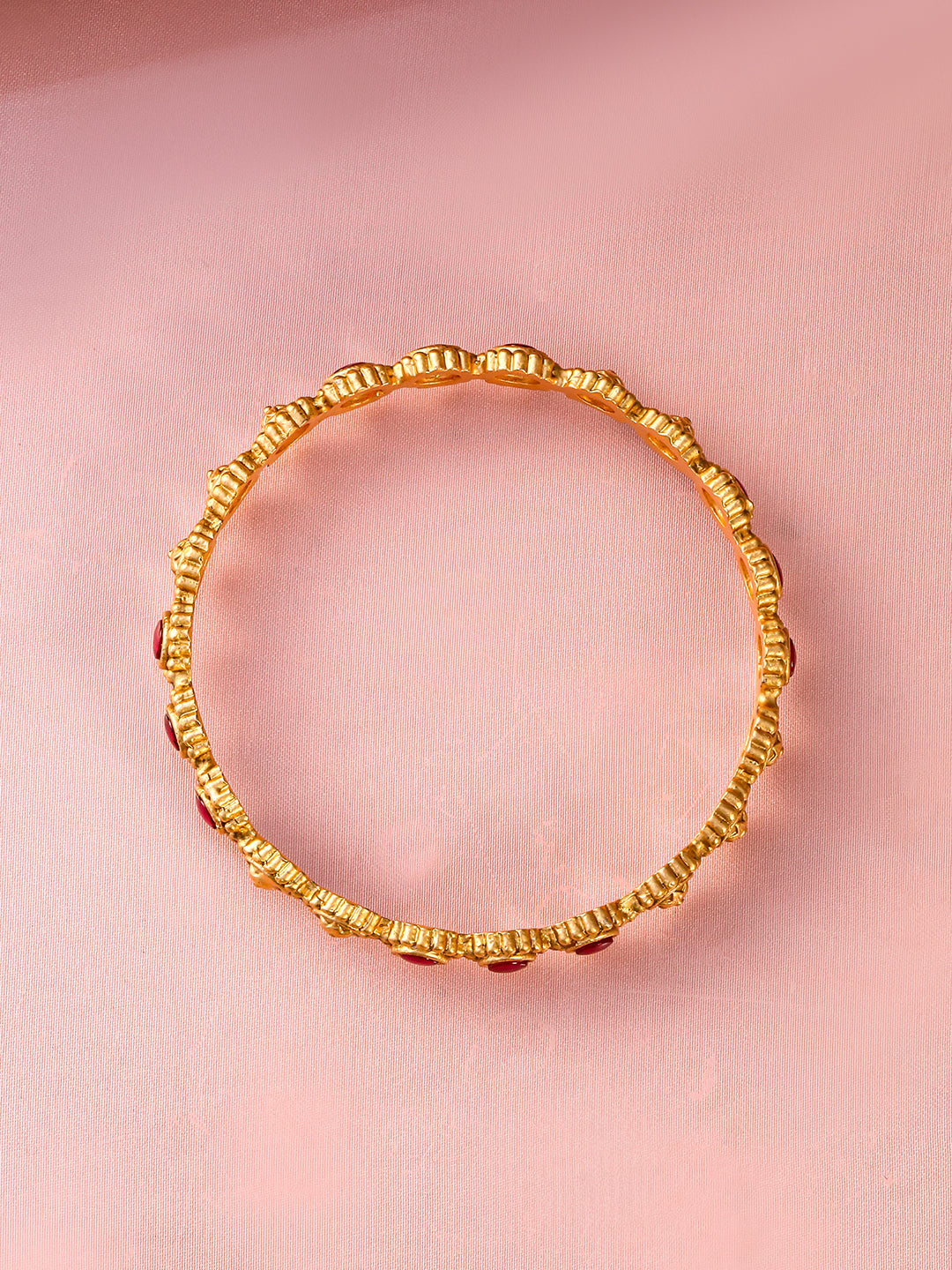 Rubans Set of 2 22K Gold-Plated Ruby Stone Studded Ethnic Bangles