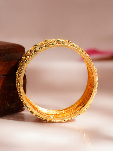 Heritage Floral Gold Statement Bangles