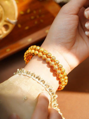 Golden Bead Glow Traditional Bangle Pair