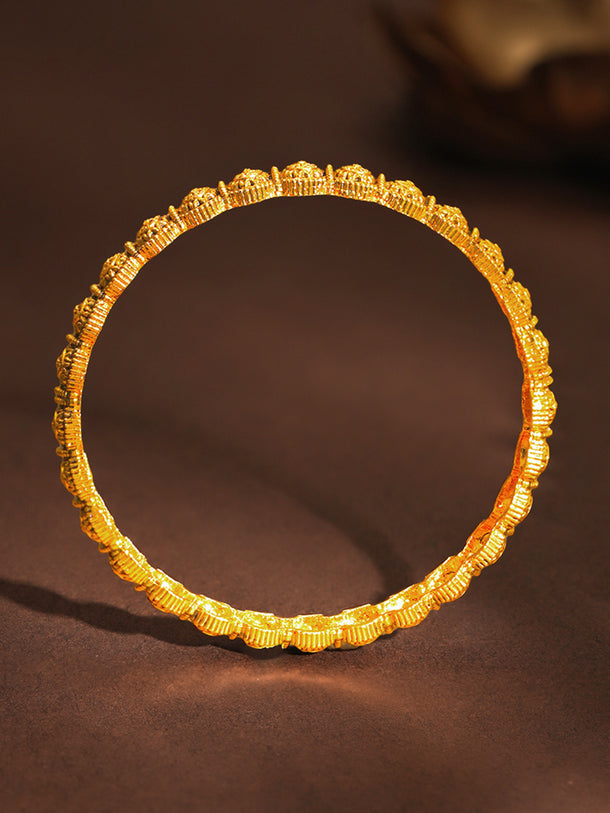 Gold Plated Beaded Floral Cluster Bangles Set of 2